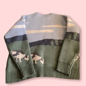 Wool sweater cow design